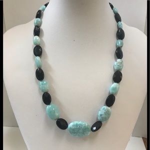 Larimar and Faceted Black Onyx Necklace
